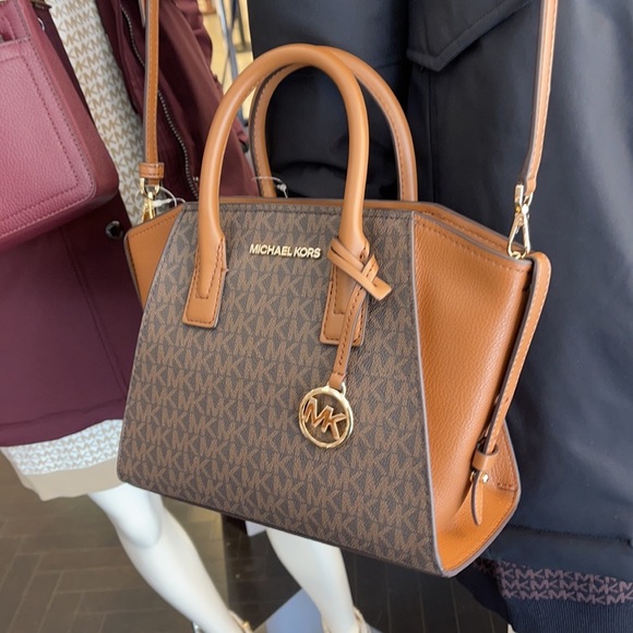 Michael Kors Avril Small Top Zip Satchel Shoulder Bag Color Brown - Picture 5 of 16